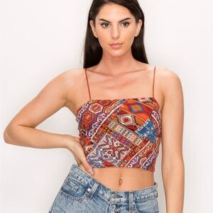 Multi printed crop top